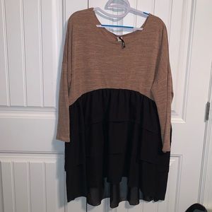 Women’s half sweater/half ruffles top
